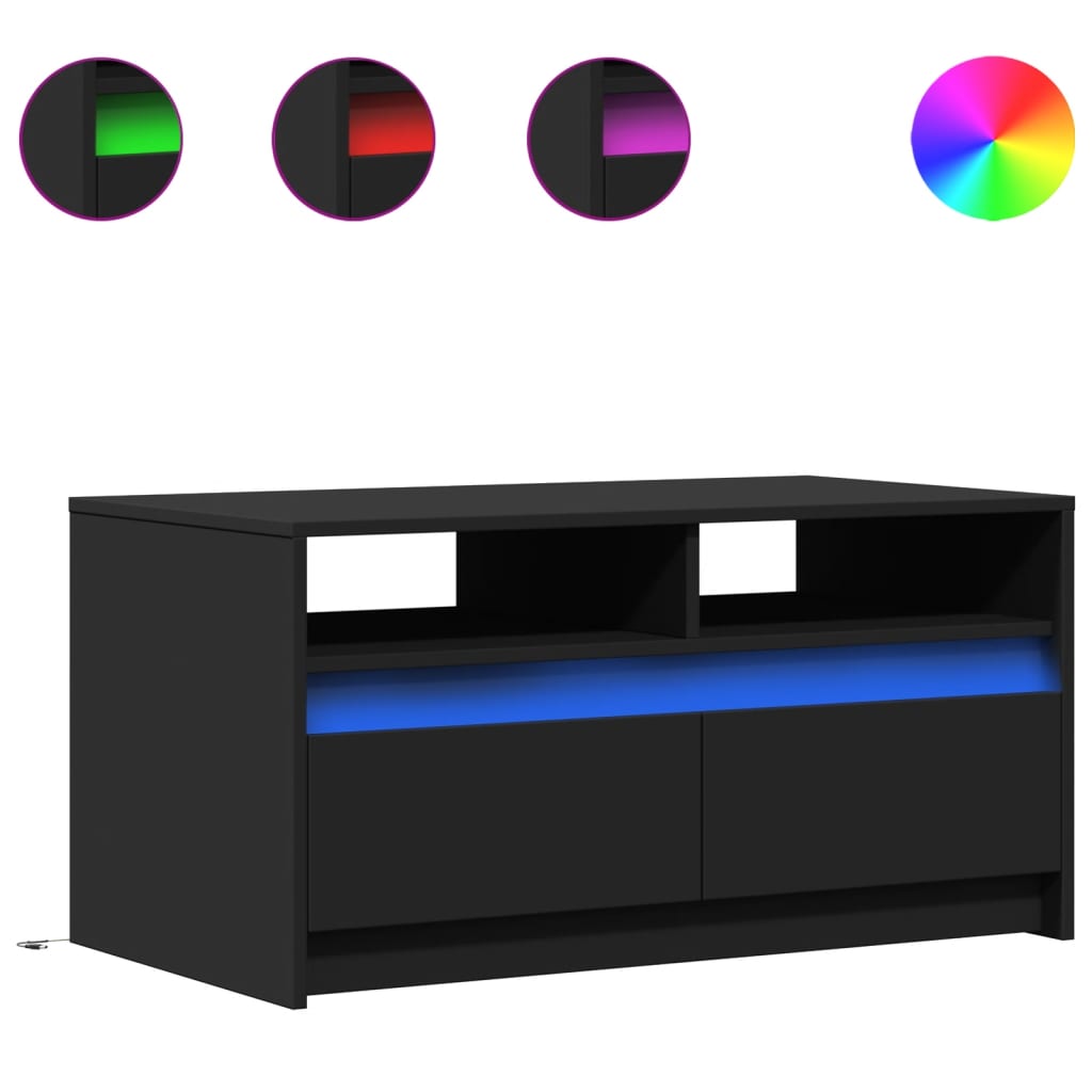 vidaXL Măsuță de cafea cu lumini LED, negru, lemn prelucrat vidaXL Măsuță de cafea cu lumini LED, negru, lemn prelucrat
