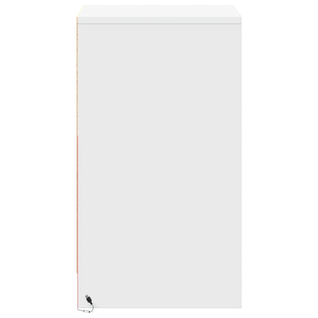 vidaXL Noptieră cu lumini LED, alb, lemn prelucrat vidaXL Noptieră cu lumini LED, alb, lemn prelucrat