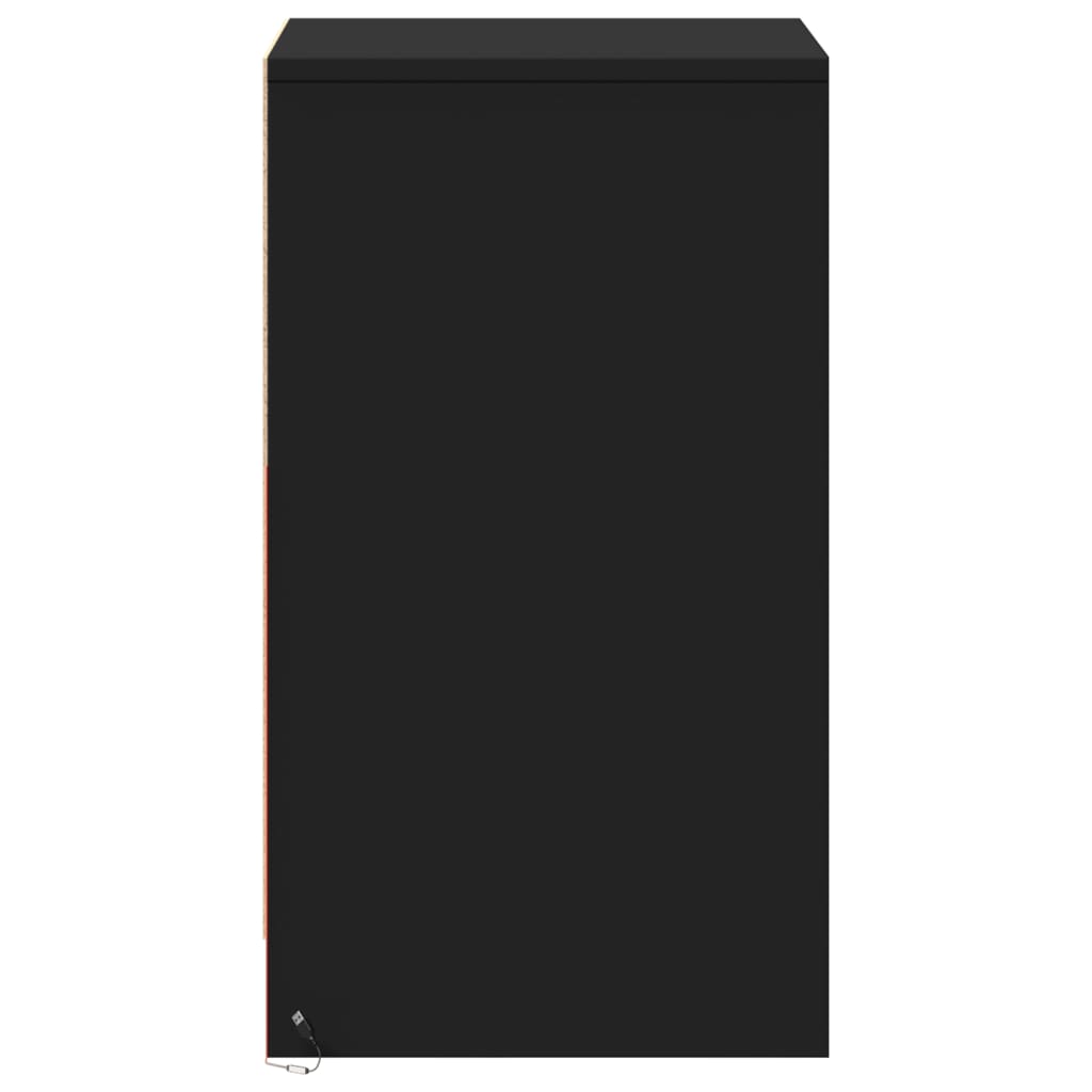 vidaXL Noptieră cu lumini LED, negru, lemn prelucrat vidaXL Noptieră cu lumini LED, negru, lemn prelucrat