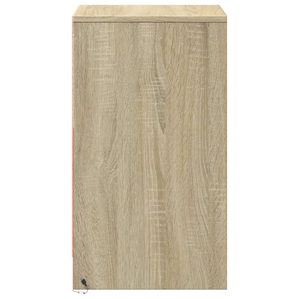 vidaXL Noptiere cu lumini LED, 2 buc., stejar sonoma, lemn prelucrat