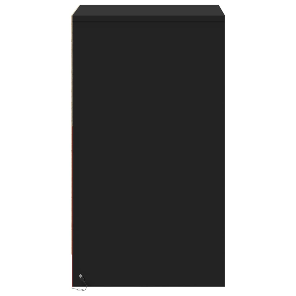 vidaXL Noptieră cu lumini LED, negru, lemn prelucrat vidaXL Noptieră cu lumini LED, negru, lemn prelucrat
