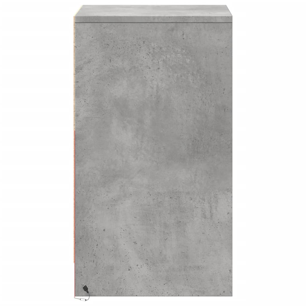 vidaXL Noptieră cu lumini LED, gri beton, lemn prelucrat vidaXL Noptieră cu lumini LED, gri beton, lemn prelucrat