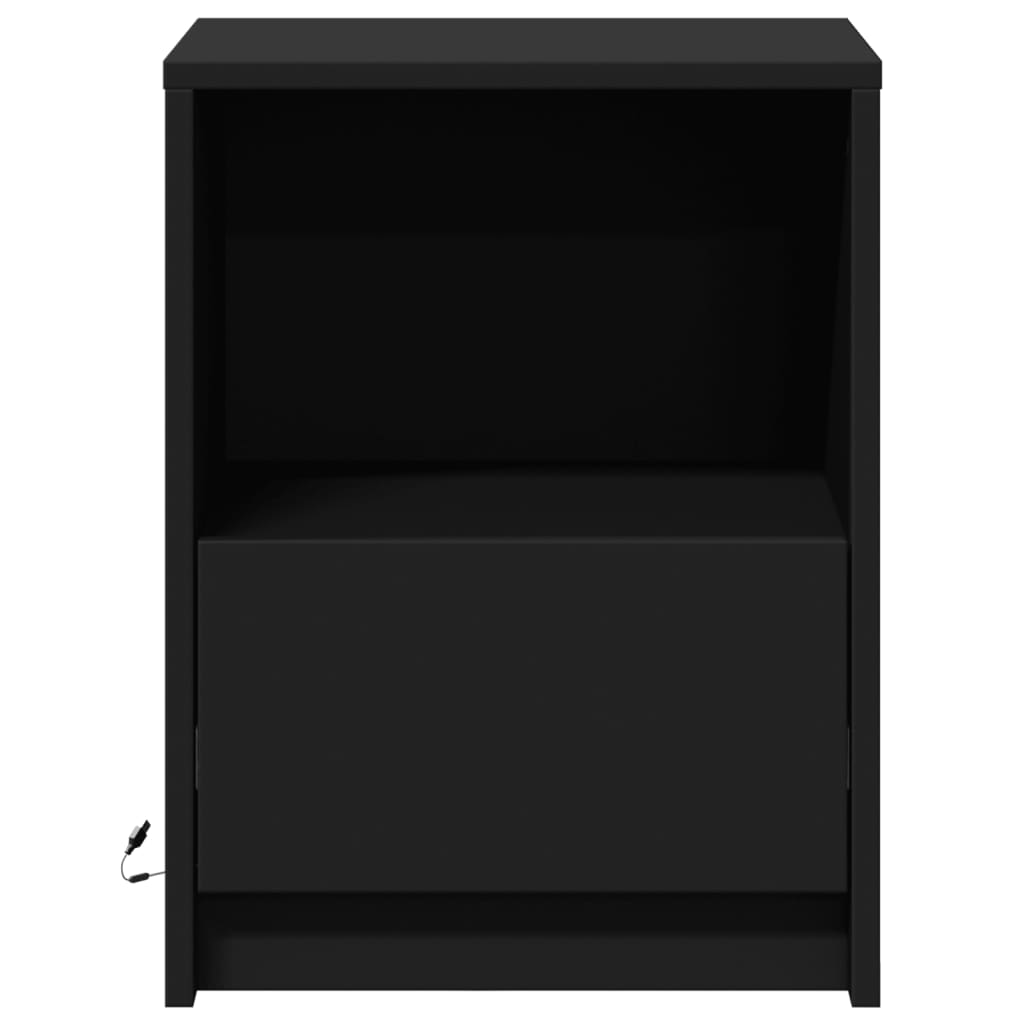 vidaXL Noptiere cu lumini LED, 2 buc., negru, lemn prelucrat vidaXL Noptiere cu lumini LED, 2 buc., negru, lemn prelucrat