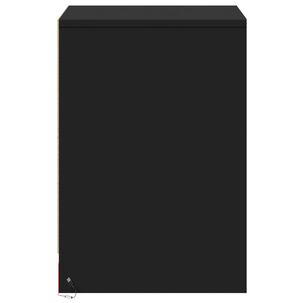 vidaXL Noptiere cu lumini LED, 2 buc., negru, lemn prelucrat vidaXL Noptiere cu lumini LED, 2 buc., negru, lemn prelucrat