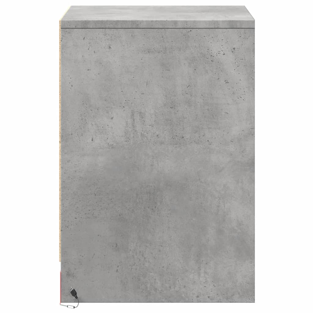 vidaXL Noptiere cu lumini LED, 2 buc., gri beton, lemn prelucrat