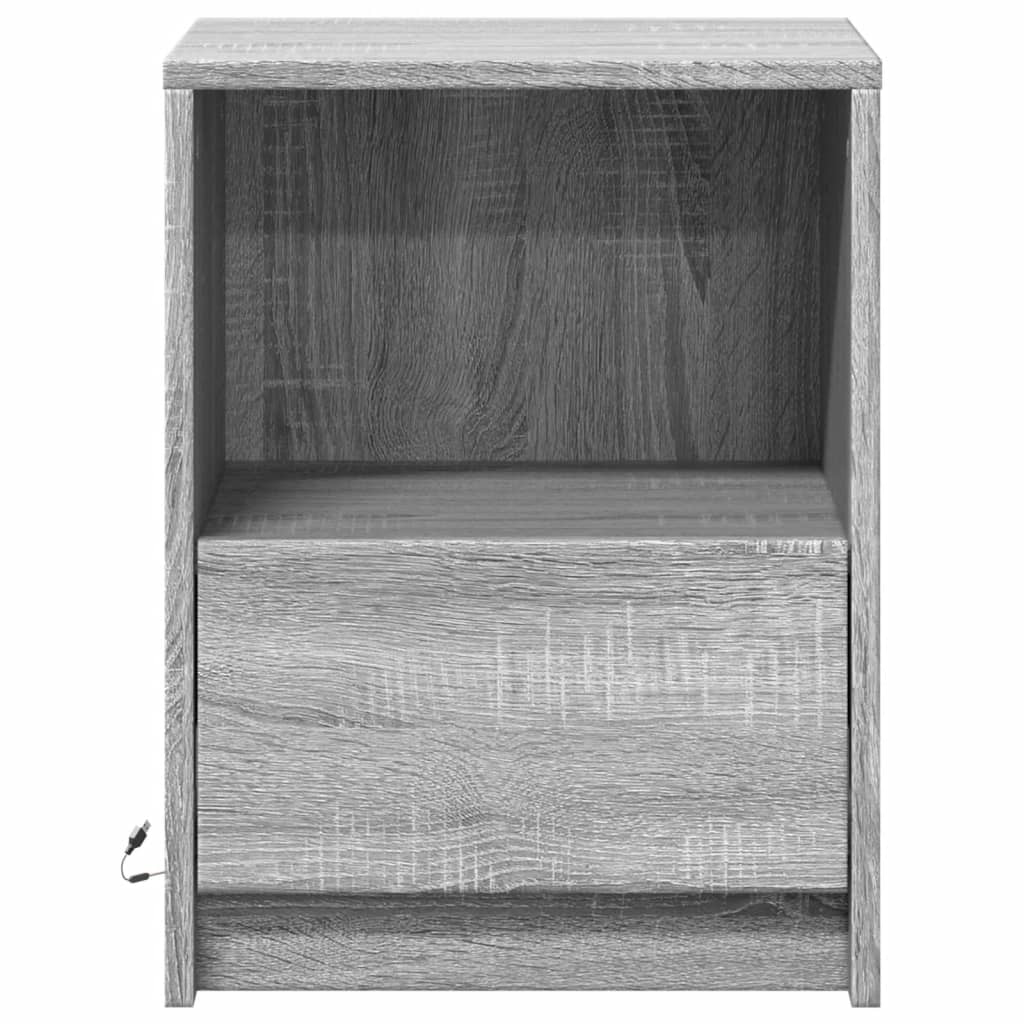 vidaXL Noptiere cu lumini LED, 2 buc., sonoma gri, lemn prelucrat vidaXL Noptiere cu lumini LED, 2 buc., sonoma gri, lemn prelucrat