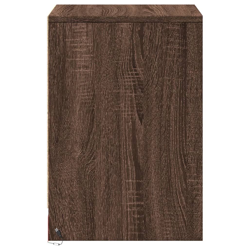 vidaXL Noptiere cu lumini LED, 2 buc., stejar maro, lemn prelucrat vidaXL Noptiere cu lumini LED, 2 buc., stejar maro, lemn prelucrat