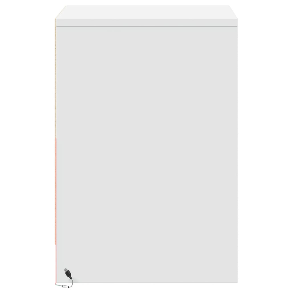 vidaXL Noptieră cu lumini LED, alb, lemn prelucrat vidaXL Noptieră cu lumini LED, alb, lemn prelucrat