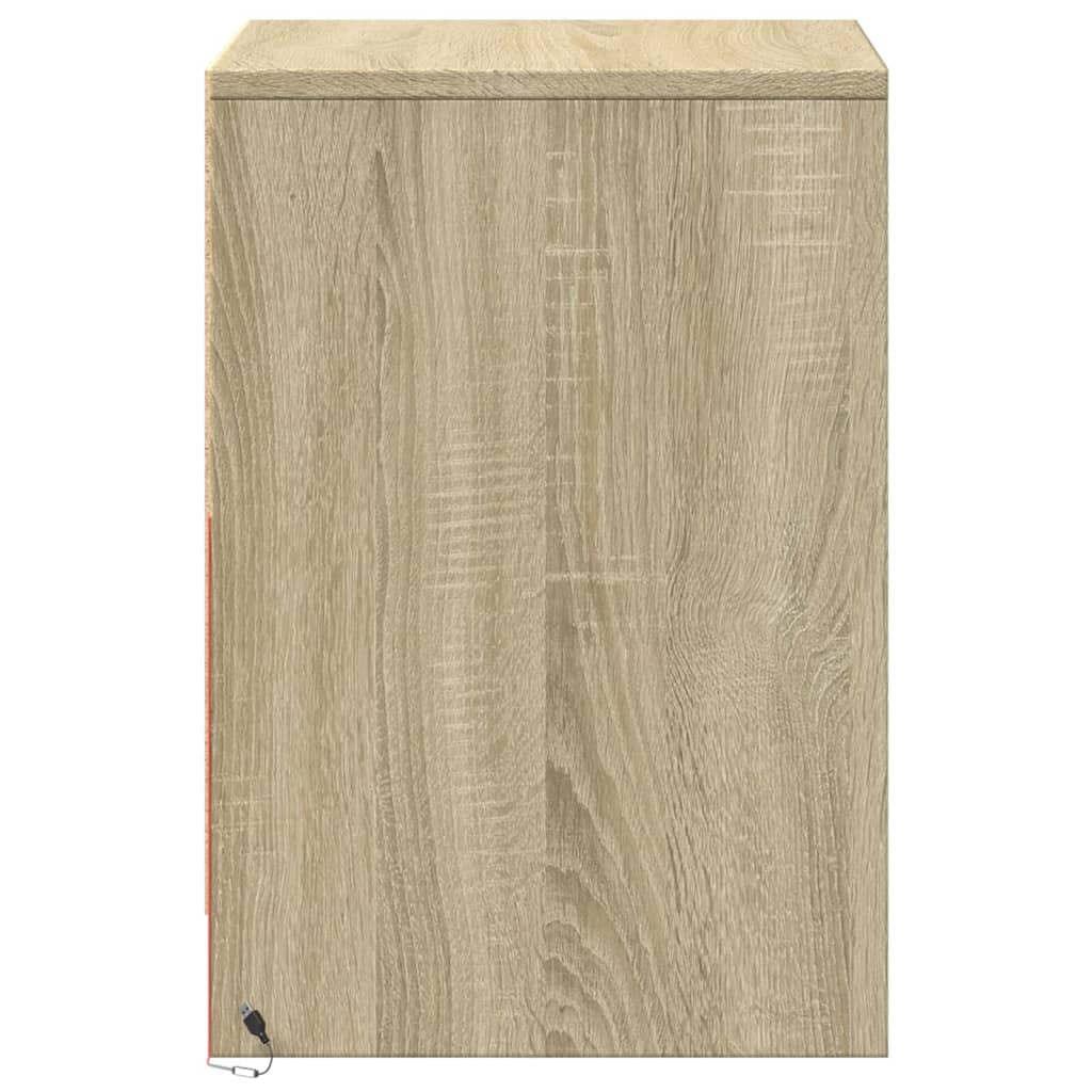 vidaXL Noptieră cu lumini LED, stejar sonoma, lemn prelucrat vidaXL Noptieră cu lumini LED, stejar sonoma, lemn prelucrat