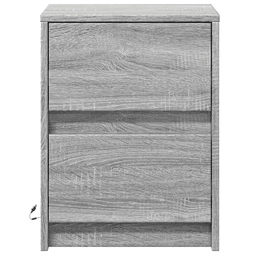 vidaXL Noptiere cu lumini LED, 2 buc., sonoma gri, lemn prelucrat vidaXL Noptiere cu lumini LED, 2 buc., sonoma gri, lemn prelucrat