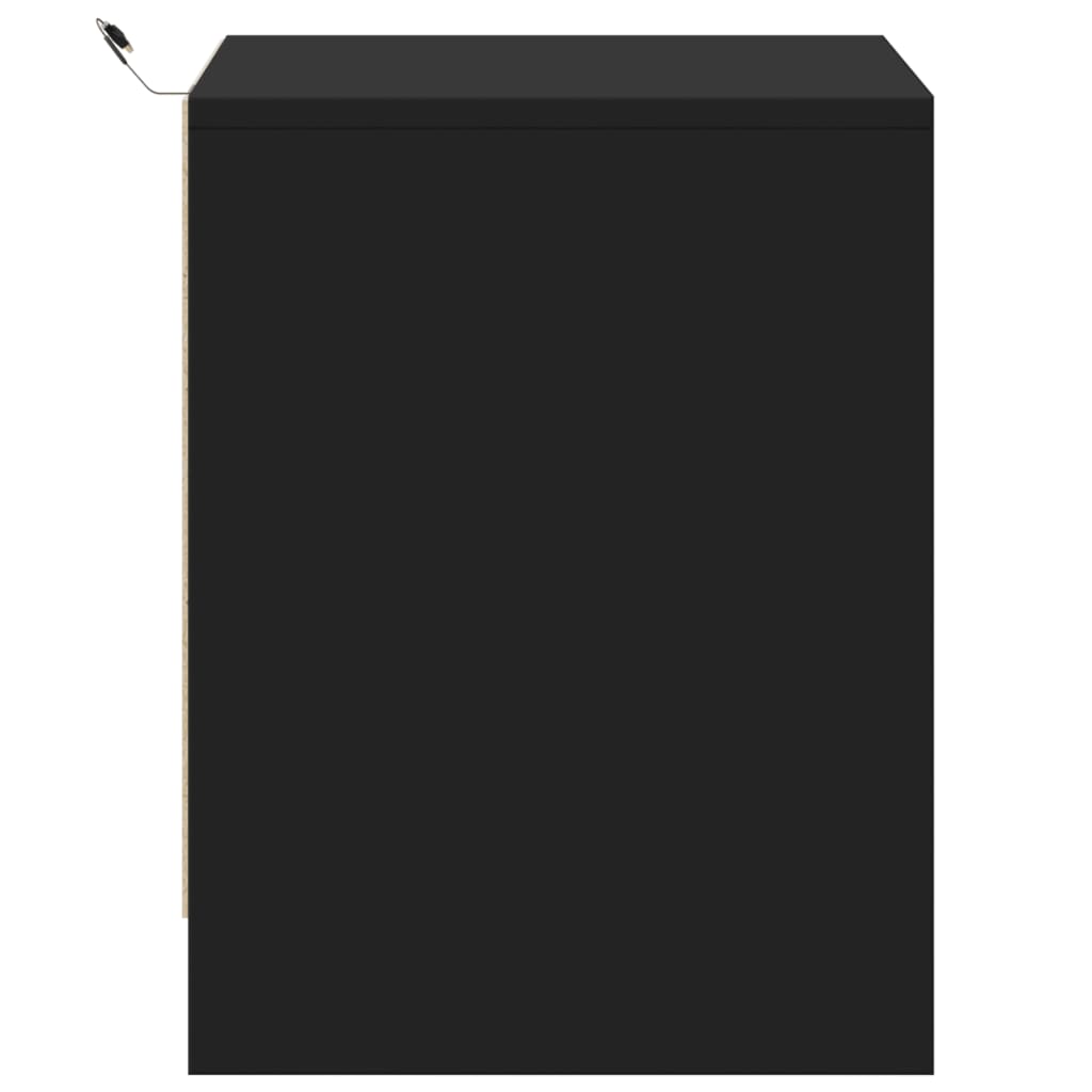 vidaXL Noptiere cu lumini LED, 2 buc., negru, lemn prelucrat
