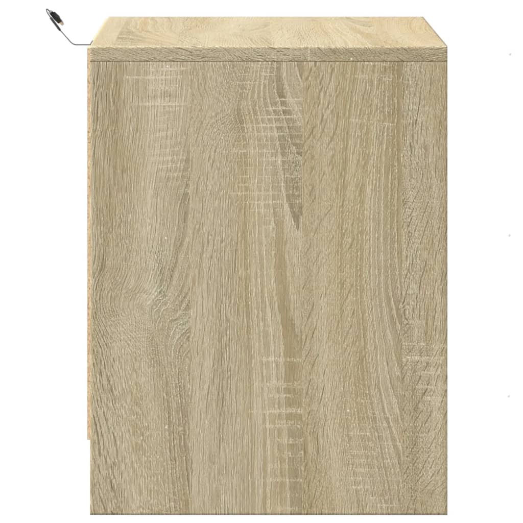 vidaXL Noptiere cu lumini LED, 2 buc., stejar sonoma, lemn prelucrat vidaXL Noptiere cu lumini LED, 2 buc., stejar sonoma, lemn prelucrat