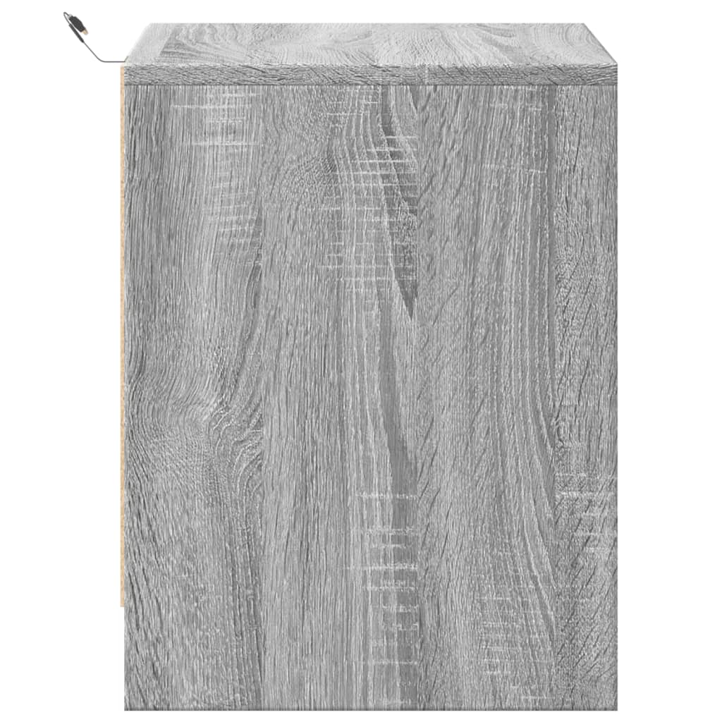 vidaXL Noptiere cu lumini LED, 2 buc., sonoma gri, lemn prelucrat