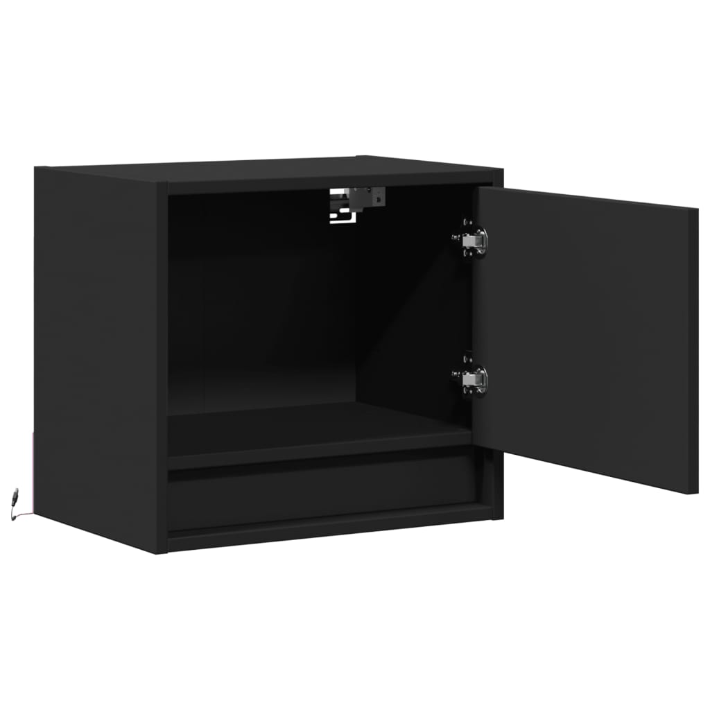 vidaXL Noptieră montată pe perete cu lumini LED, negru