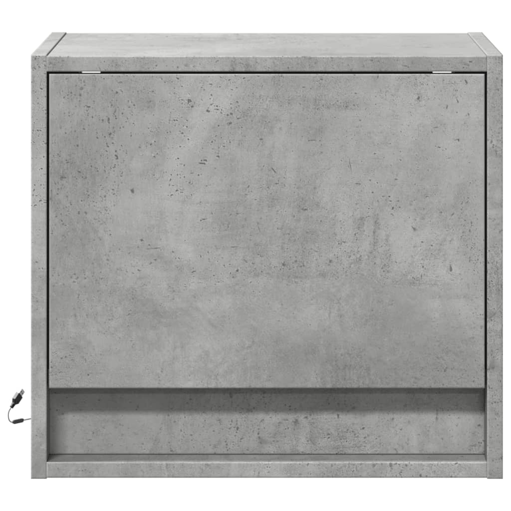 vidaXL Noptieră montată pe perete cu lumini LED, gri beton