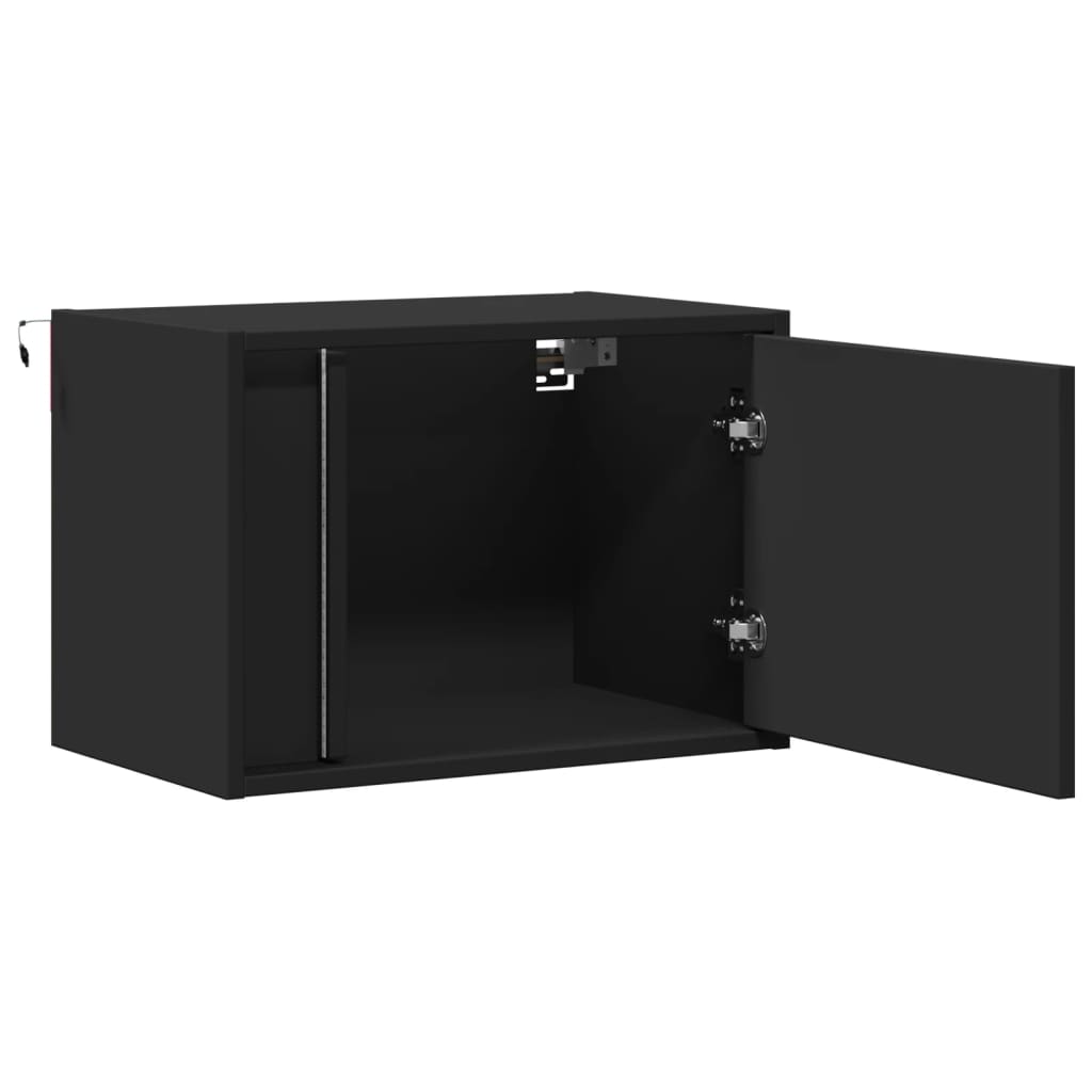 vidaXL Noptieră montată pe perete cu lumini LED, negru
