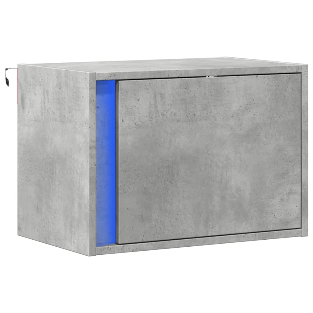 vidaXL Noptieră montată pe perete cu lumini LED, gri beton