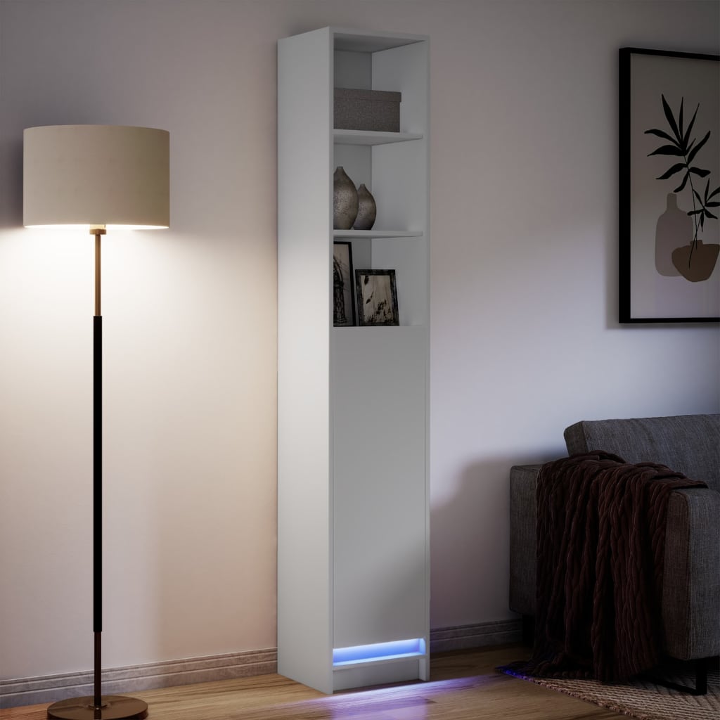 vidaXL Dulap cu LED, alb, 36x32,5x200 cm, lemn prelucrat vidaXL Dulap cu LED, alb, 36x32,5x200 cm, lemn prelucrat