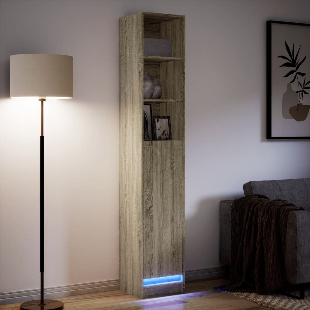 vidaXL Dulap cu LED, stejar sonoma, 36x32,5x200 cm, lemn prelucrat vidaXL Dulap cu LED, stejar sonoma, 36x32,5x200 cm, lemn prelucrat