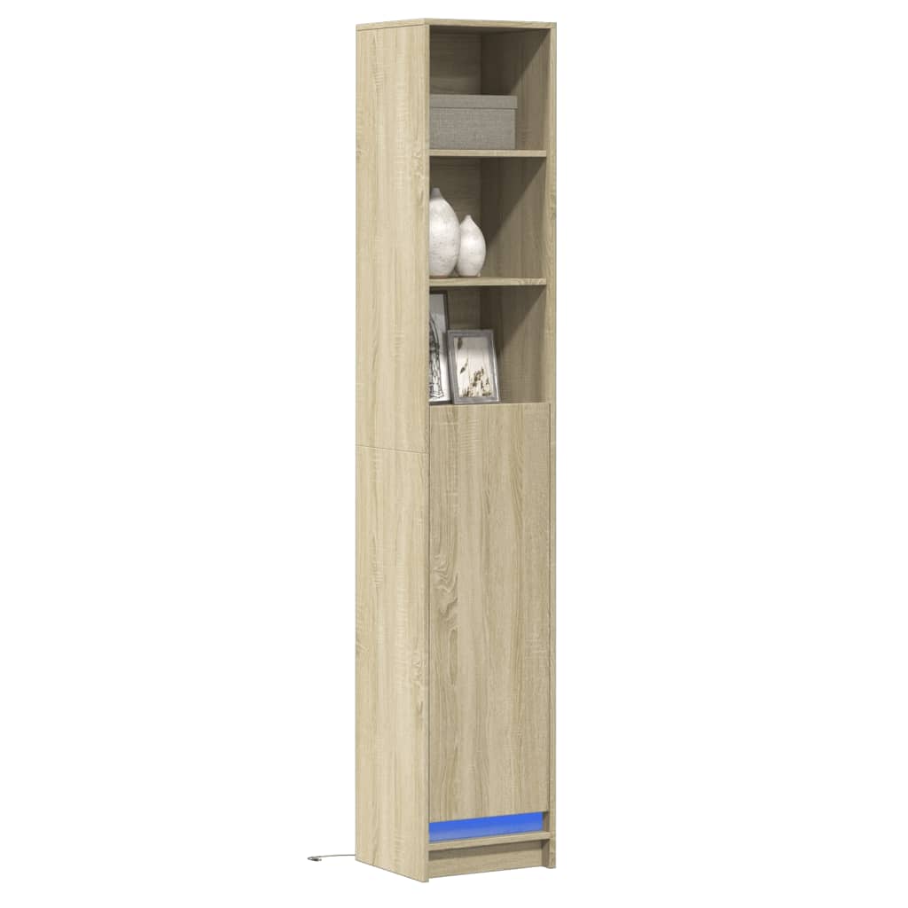vidaXL Dulap cu LED, stejar sonoma, 36x32,5x200 cm, lemn prelucrat vidaXL Dulap cu LED, stejar sonoma, 36x32,5x200 cm, lemn prelucrat