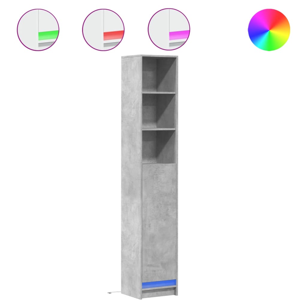 vidaXL Dulap cu LED, gri beton, 36x32,5x200 cm, lemn prelucrat vidaXL Dulap cu LED, gri beton, 36x32,5x200 cm, lemn prelucrat