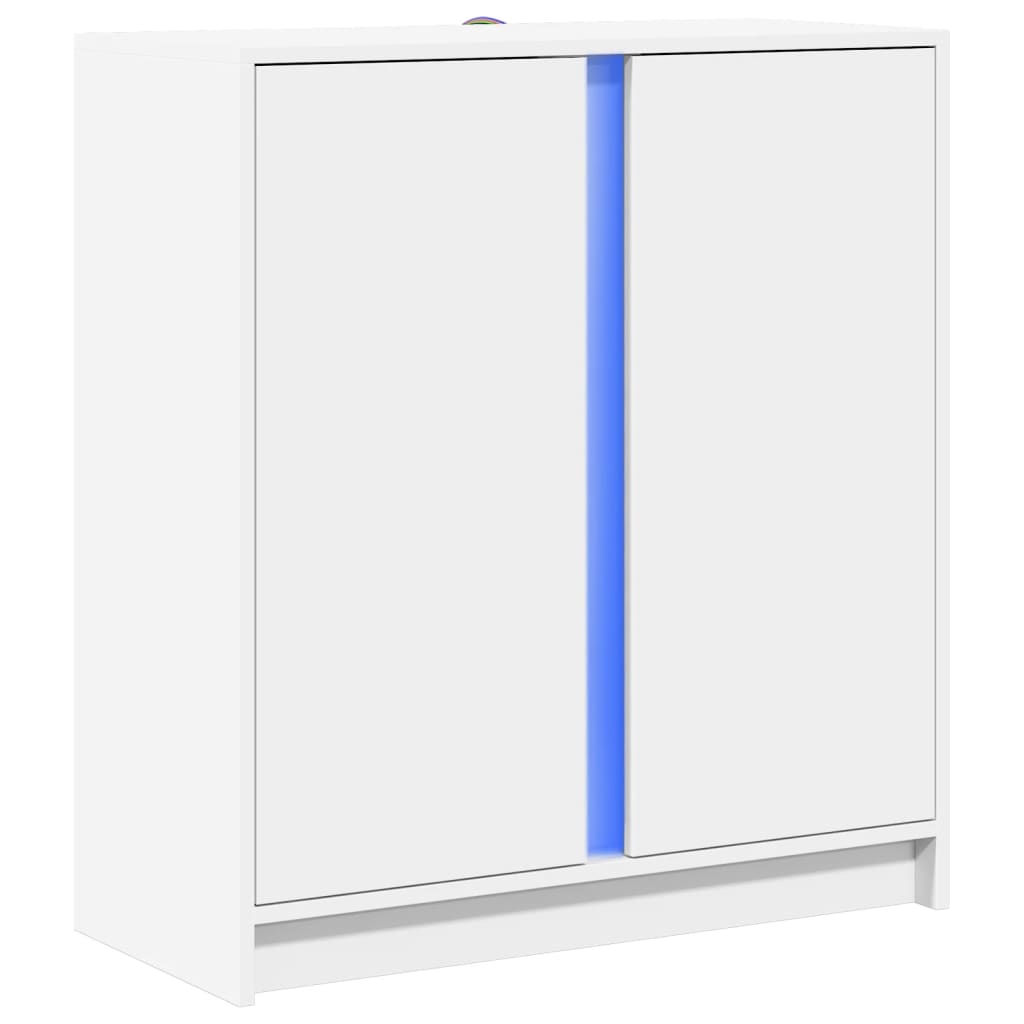 vidaXL Dulap cu LED, alb, 77x34x85 cm, lemn prelucrat vidaXL Dulap cu LED, alb, 77x34x85 cm, lemn prelucrat