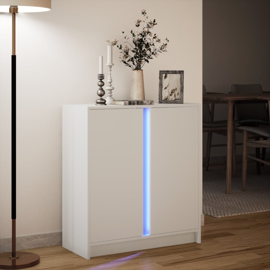 vidaXL Dulap cu LED, alb, 77x34x85 cm, lemn prelucrat vidaXL Dulap cu LED, alb, 77x34x85 cm, lemn prelucrat