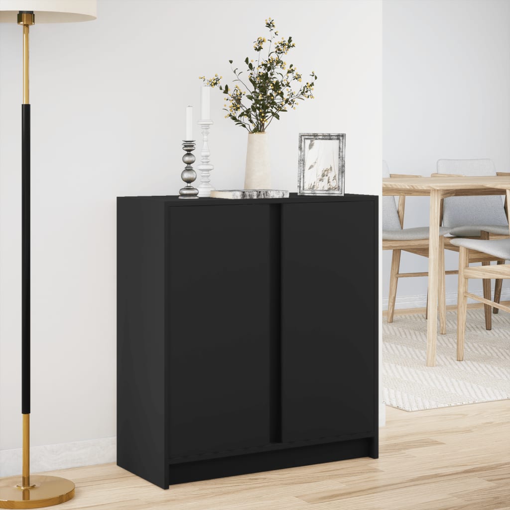 vidaXL Dulap cu LED, negru, 77x34x85 cm, lemn prelucrat vidaXL Dulap cu LED, negru, 77x34x85 cm, lemn prelucrat