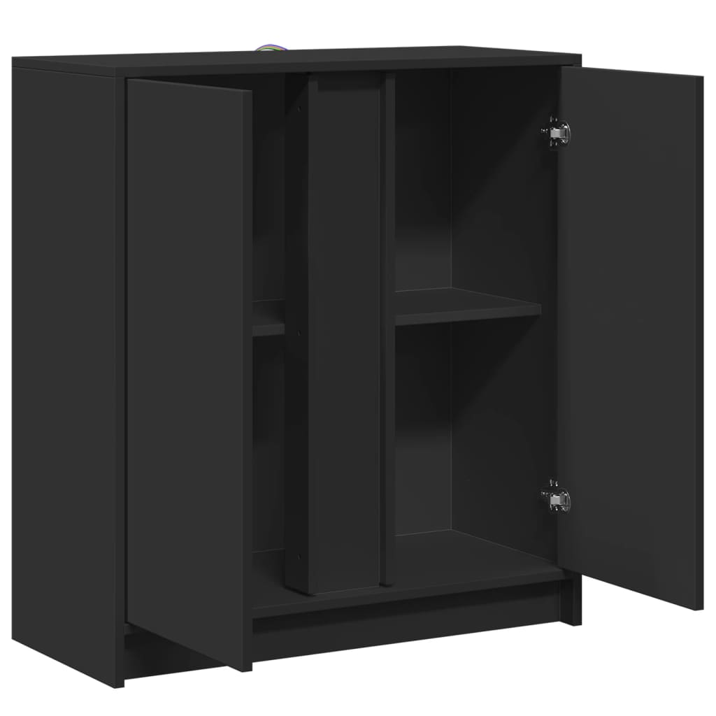 vidaXL Dulap cu LED, negru, 77x34x85 cm, lemn prelucrat vidaXL Dulap cu LED, negru, 77x34x85 cm, lemn prelucrat