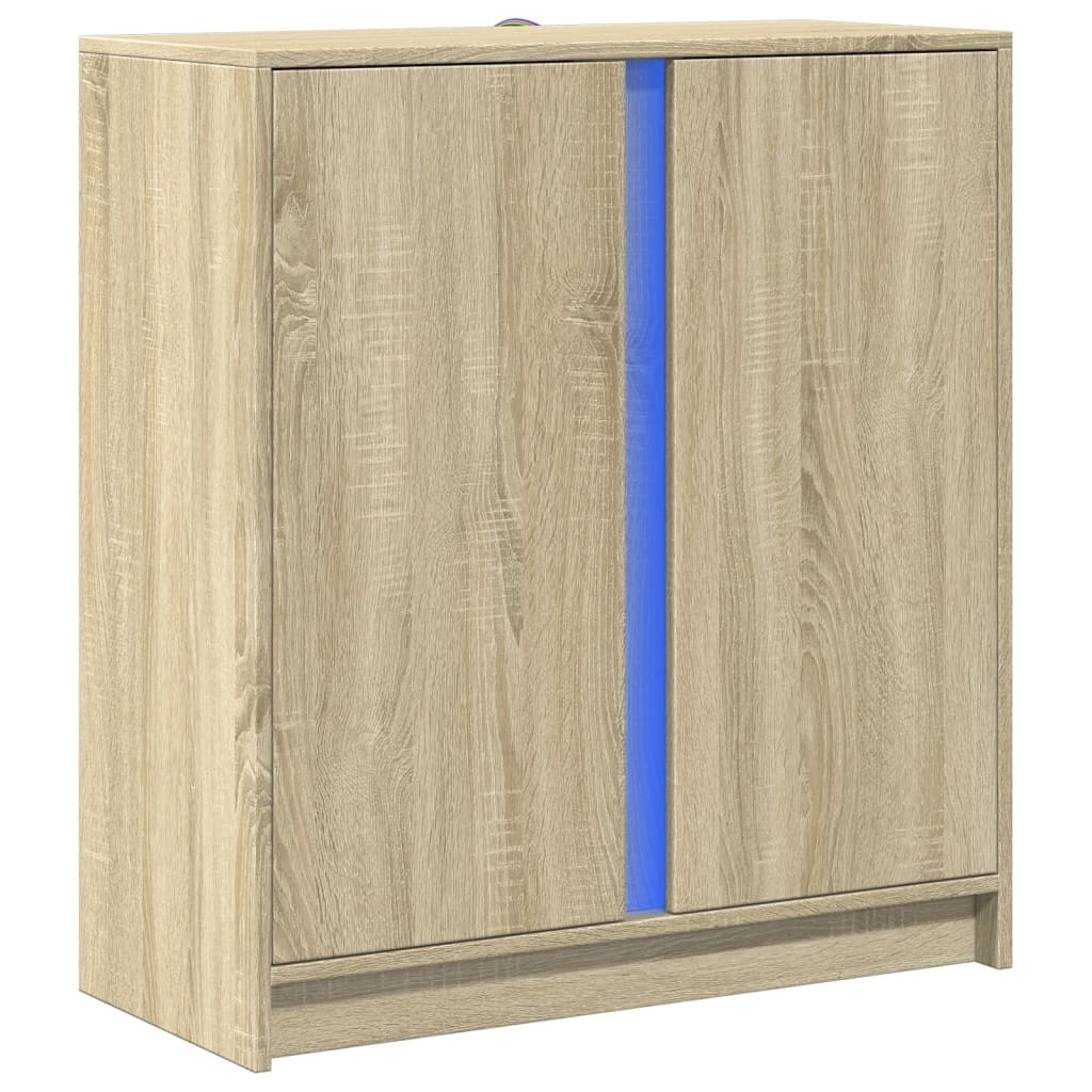 vidaXL Dulap cu LED, stejar sonoma, 77x34x85 cm, lemn prelucrat vidaXL Dulap cu LED, stejar sonoma, 77x34x85 cm, lemn prelucrat