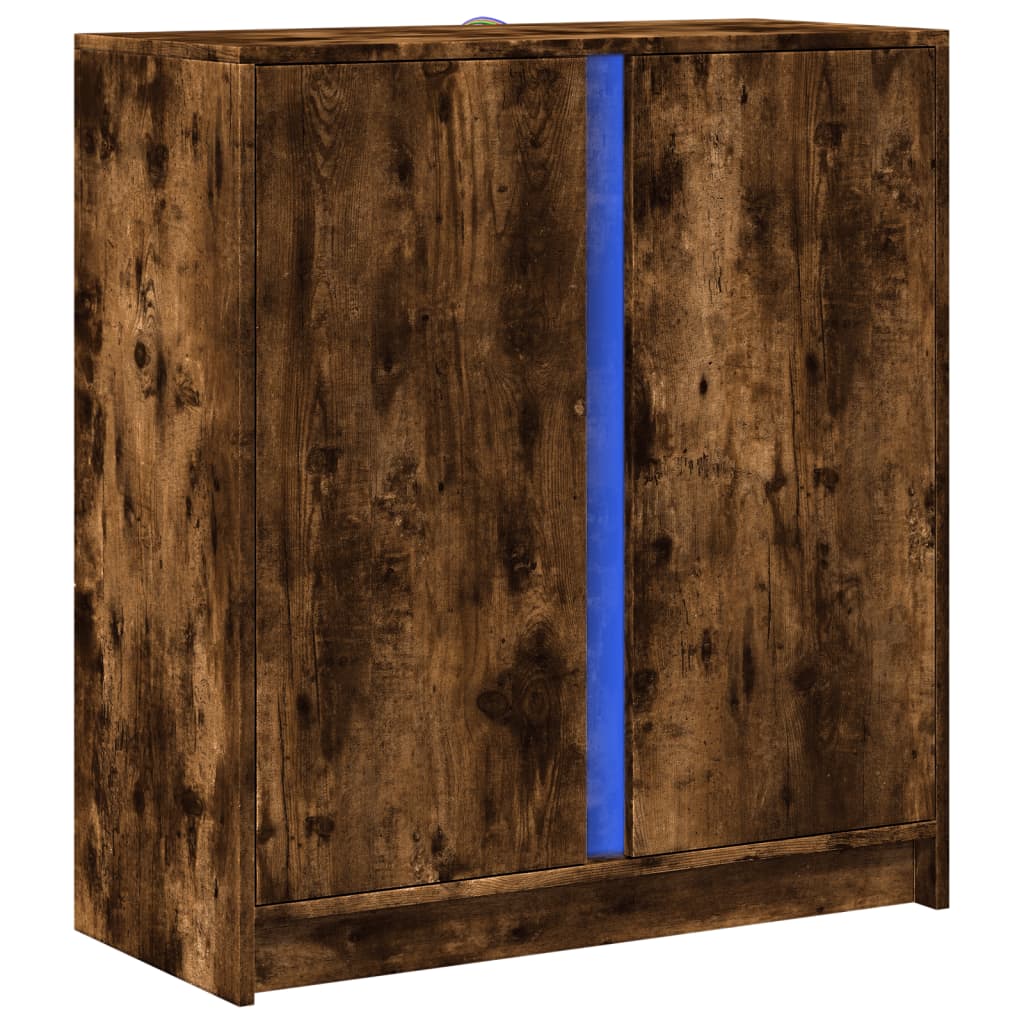 vidaXL Dulap cu LED, stejar fumuriu, 77x34x85 cm, lemn prelucrat vidaXL Dulap cu LED, stejar fumuriu, 77x34x85 cm, lemn prelucrat