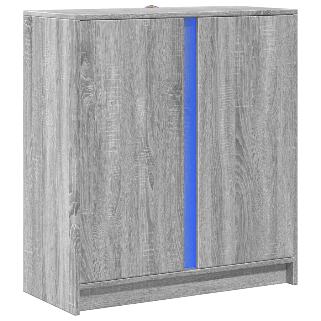 vidaXL Dulap cu LED, gri sonoma, 77x34x85 cm, lemn prelucrat vidaXL Dulap cu LED, gri sonoma, 77x34x85 cm, lemn prelucrat