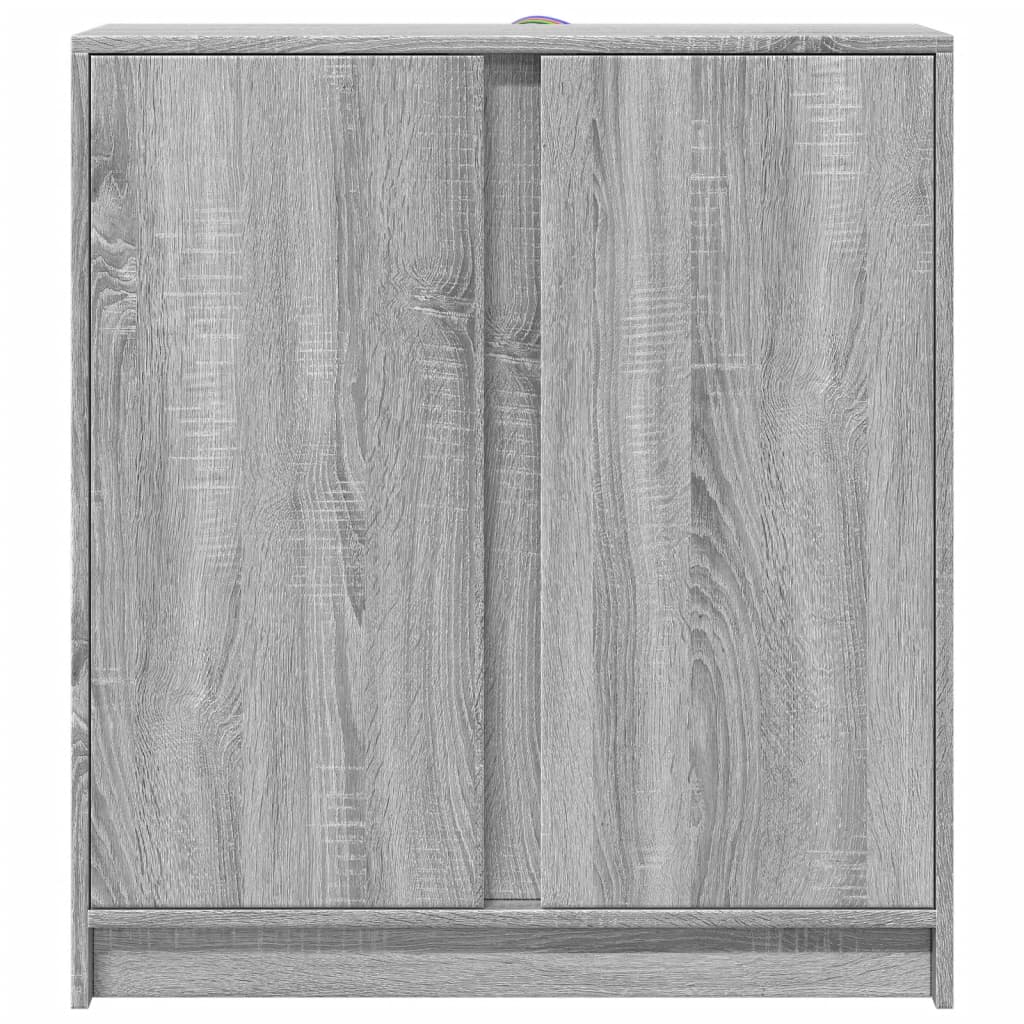 vidaXL Dulap cu LED, gri sonoma, 77x34x85 cm, lemn prelucrat vidaXL Dulap cu LED, gri sonoma, 77x34x85 cm, lemn prelucrat