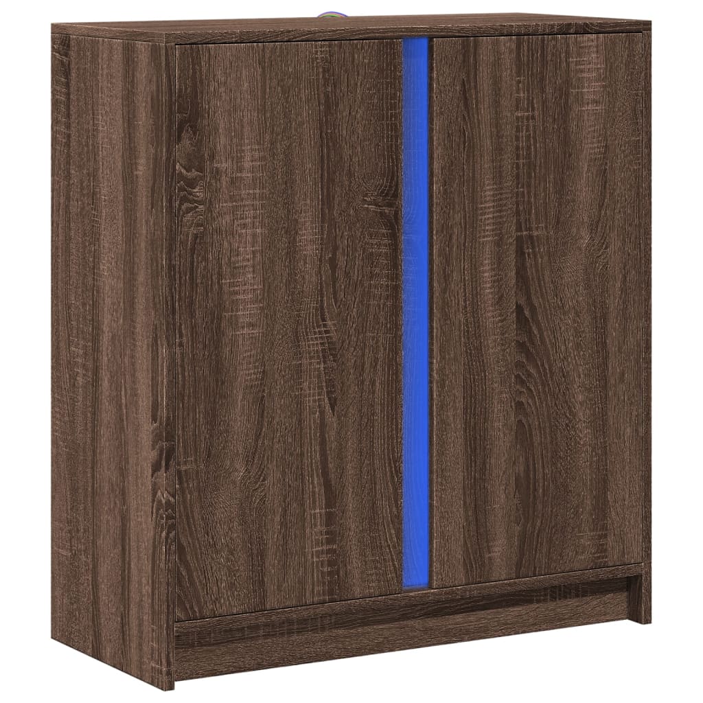 vidaXL Dulap cu LED, stejar maro, 77x34x85 cm, lemn prelucrat vidaXL Dulap cu LED, stejar maro, 77x34x85 cm, lemn prelucrat