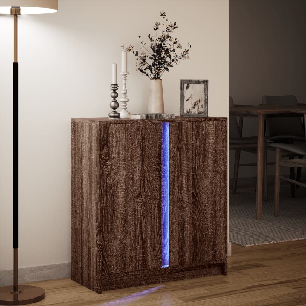 vidaXL Dulap cu LED, stejar maro, 77x34x85 cm, lemn prelucrat vidaXL Dulap cu LED, stejar maro, 77x34x85 cm, lemn prelucrat
