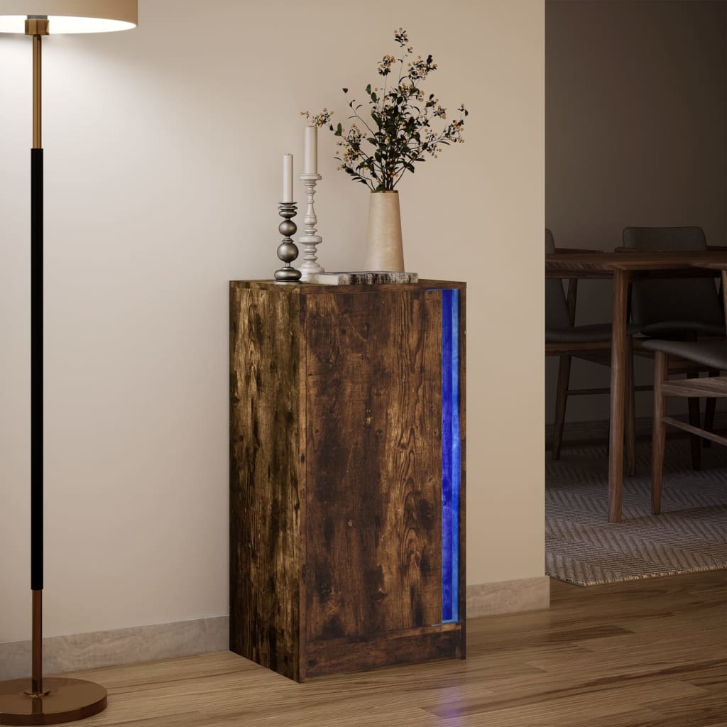 vidaXL Dulap cu LED, stejar fumuriu, 42,5x34x85 cm, lemn prelucrat vidaXL Dulap cu LED, stejar fumuriu, 42,5x34x85 cm, lemn prelucrat