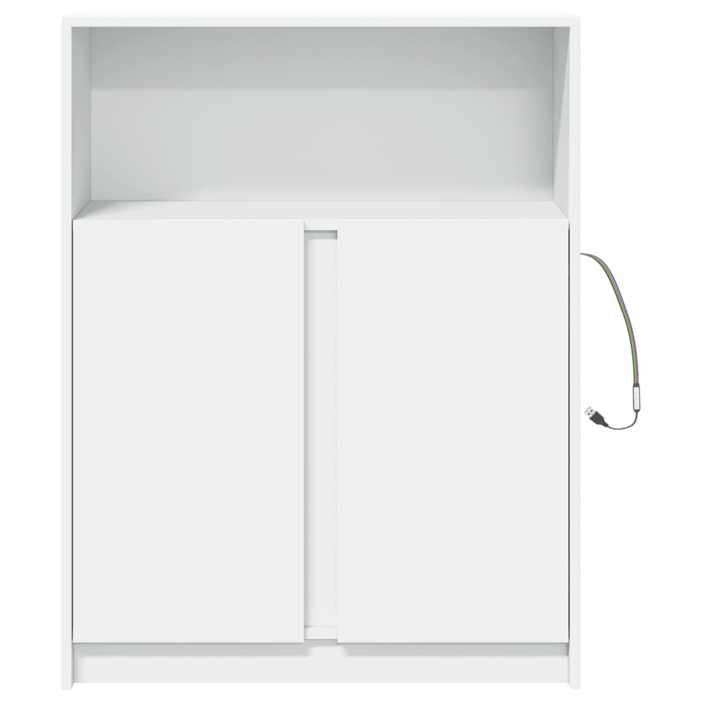 vidaXL Dulap cu LED, alb, 77x34x100 cm, lemn prelucrat vidaXL Dulap cu LED, alb, 77x34x100 cm, lemn prelucrat