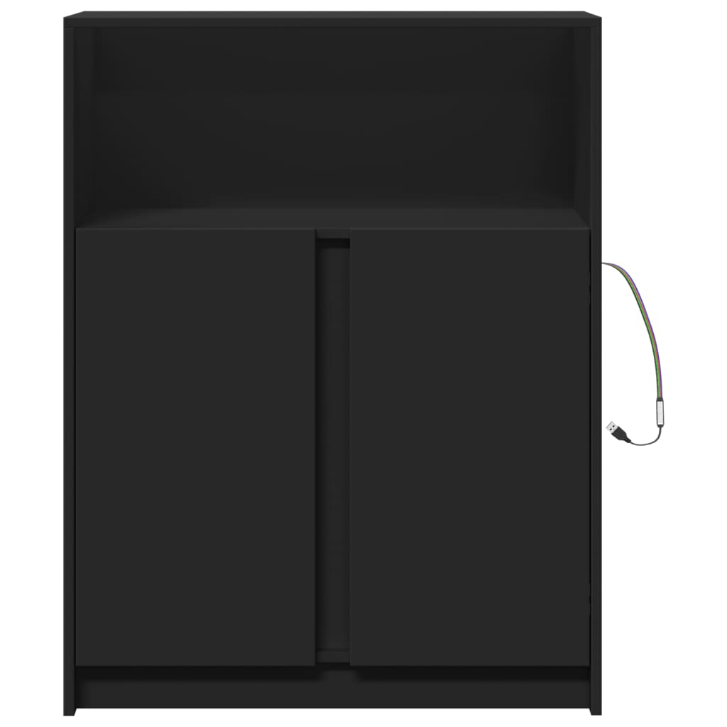 vidaXL Dulap cu LED, negru, 77x34x100 cm, lemn prelucrat