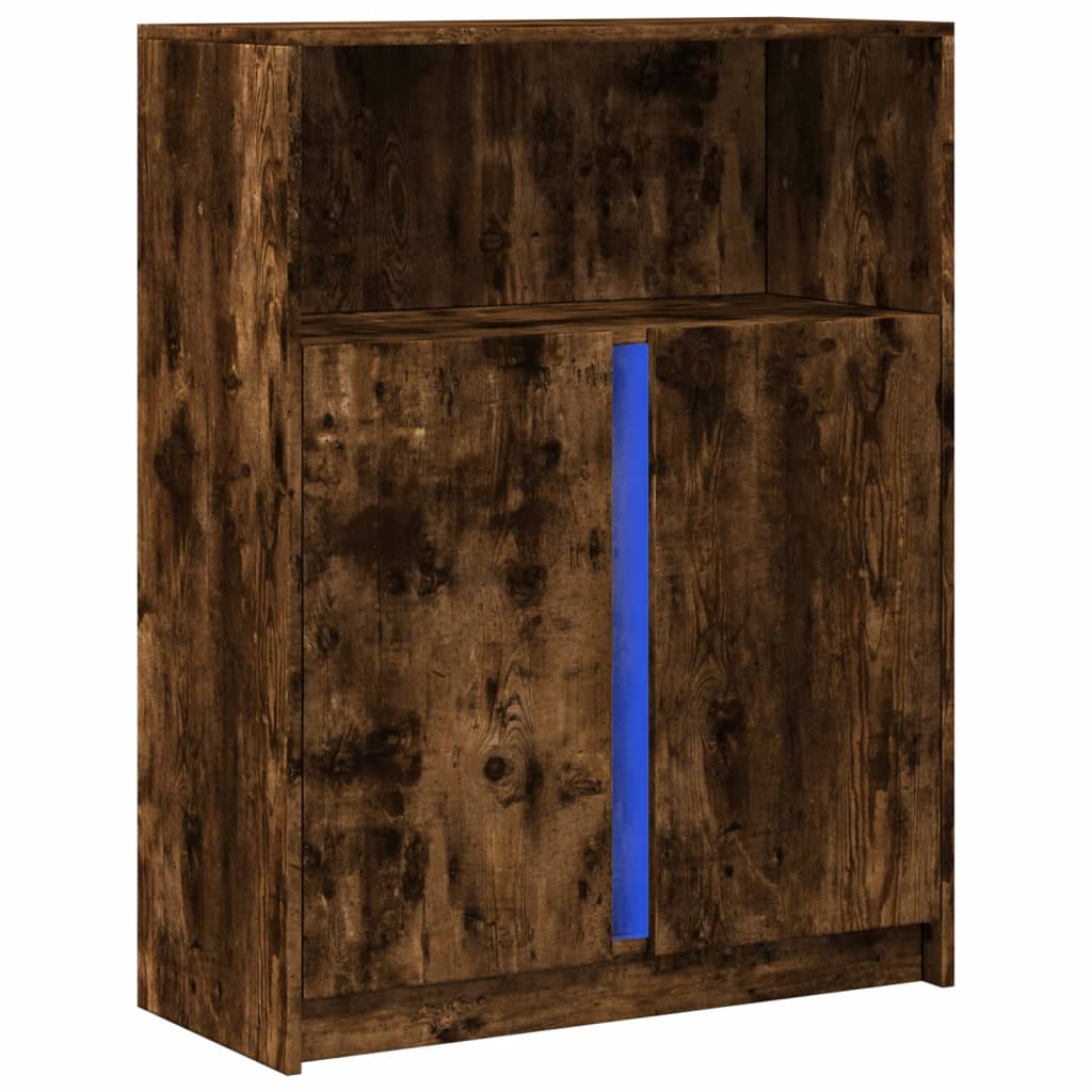 vidaXL Dulap cu LED, stejar fumuriu, 77x34x100 cm, lemn prelucrat vidaXL Dulap cu LED, stejar fumuriu, 77x34x100 cm, lemn prelucrat