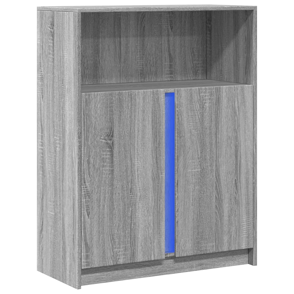 vidaXL Dulap cu LED, gri sonoma, 77x34x100 cm, lemn prelucrat vidaXL Dulap cu LED, gri sonoma, 77x34x100 cm, lemn prelucrat