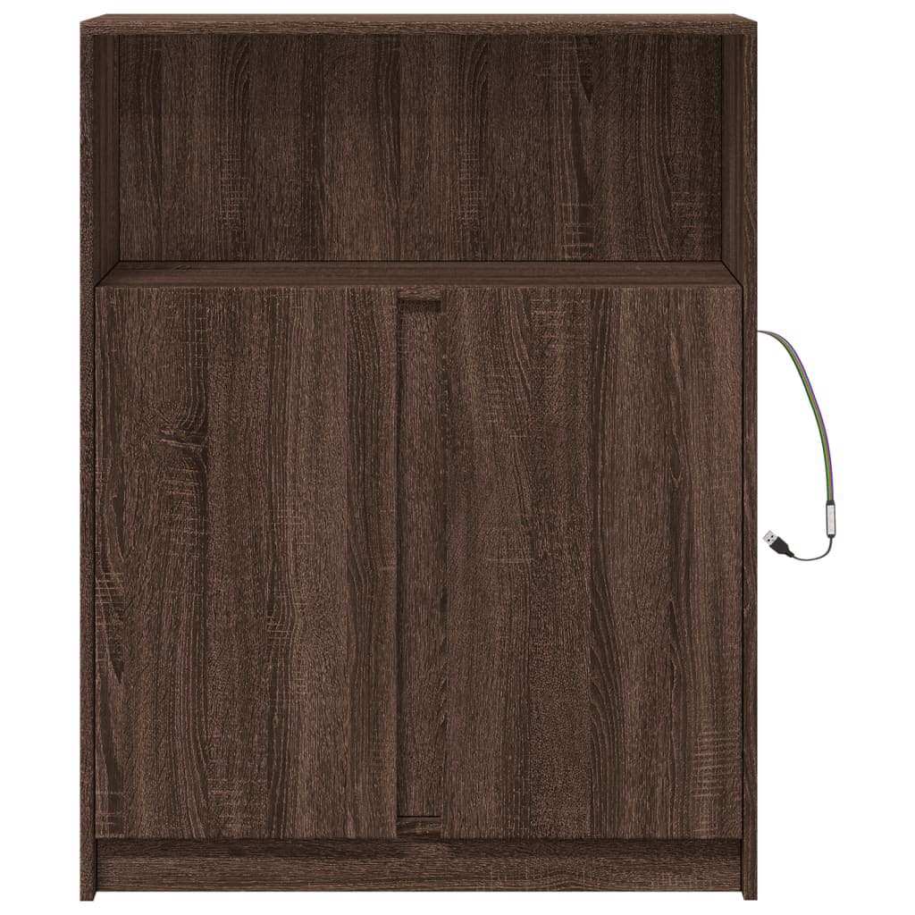 vidaXL Dulap cu LED, stejar maro, 77x34x100 cm, lemn prelucrat
