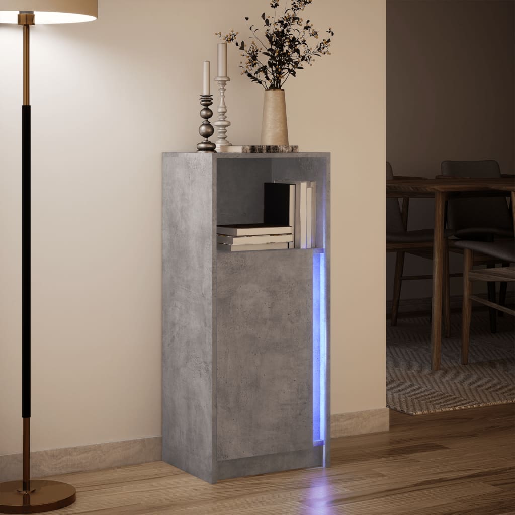 vidaXL Dulap cu LED, gri beton, 42,5x34x100 cm, lemn prelucrat