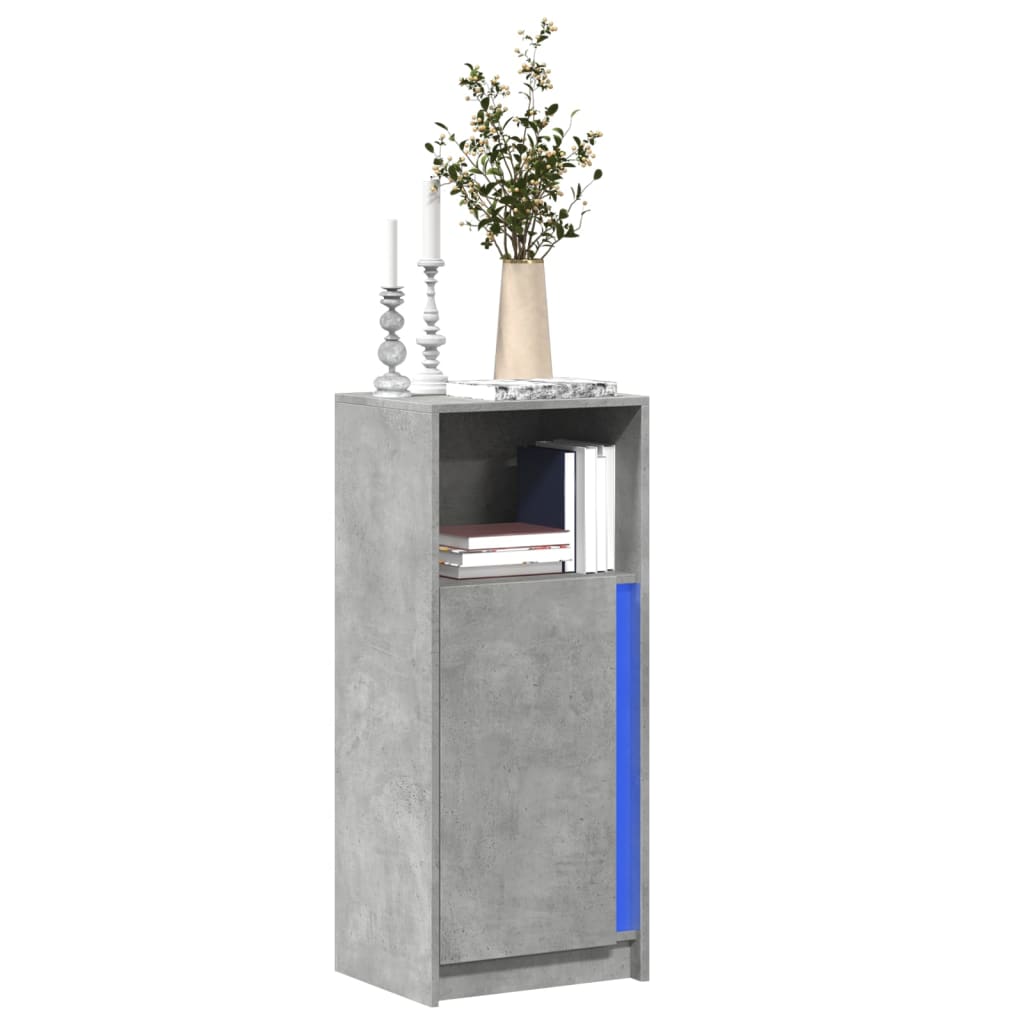vidaXL Dulap cu LED, gri beton, 42,5x34x100 cm, lemn prelucrat