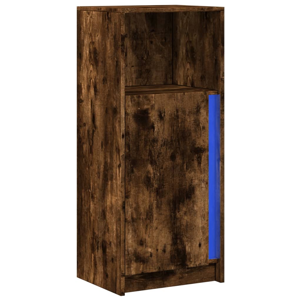 vidaXL Dulap cu LED, stejar fumuriu, 42,5x34x100 cm, lemn prelucrat vidaXL Dulap cu LED, stejar fumuriu, 42,5x34x100 cm, lemn prelucrat