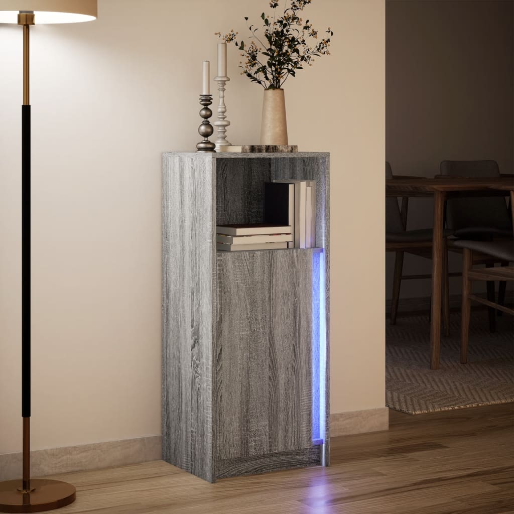 vidaXL Dulap cu LED, gri sonoma, 42,5x34x100 cm, lemn prelucrat vidaXL Dulap cu LED, gri sonoma, 42,5x34x100 cm, lemn prelucrat