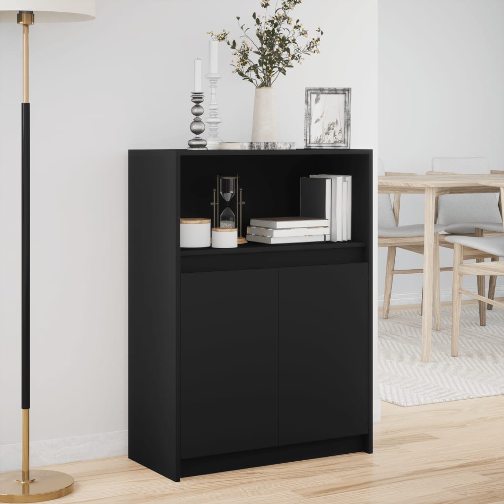 vidaXL Dulap cu LED, negru, 72x34x100 cm, lemn prelucrat vidaXL Dulap cu LED, negru, 72x34x100 cm, lemn prelucrat