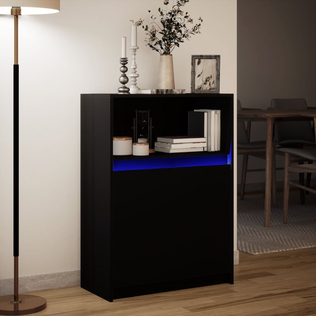 vidaXL Dulap cu LED, negru, 72x34x100 cm, lemn prelucrat vidaXL Dulap cu LED, negru, 72x34x100 cm, lemn prelucrat