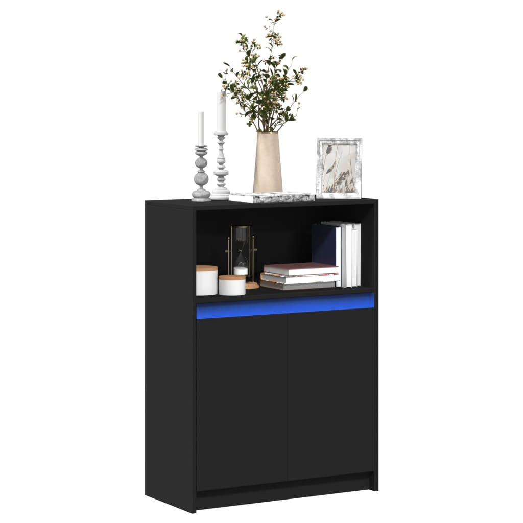 vidaXL Dulap cu LED, negru, 72x34x100 cm, lemn prelucrat vidaXL Dulap cu LED, negru, 72x34x100 cm, lemn prelucrat