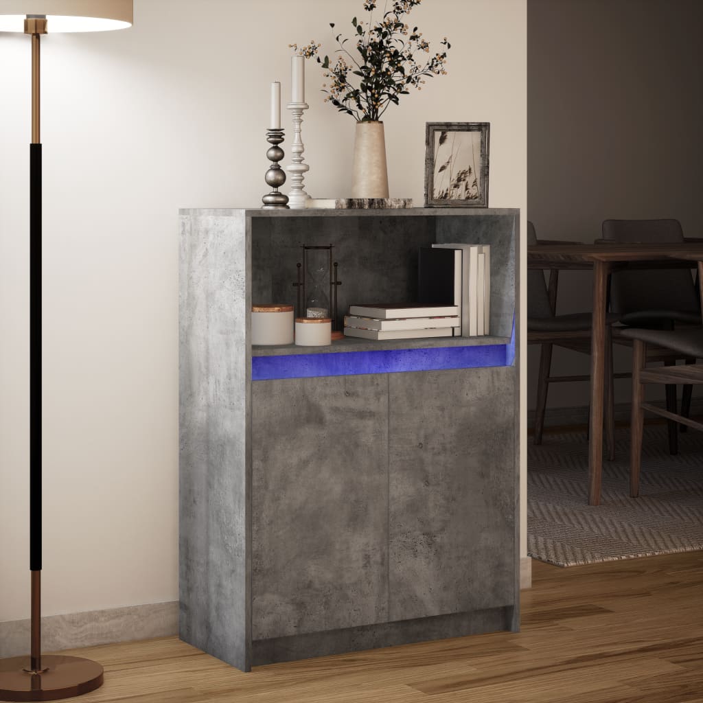 vidaXL Dulap cu LED, gri beton, 72x34x100 cm, lemn prelucrat vidaXL Dulap cu LED, gri beton, 72x34x100 cm, lemn prelucrat