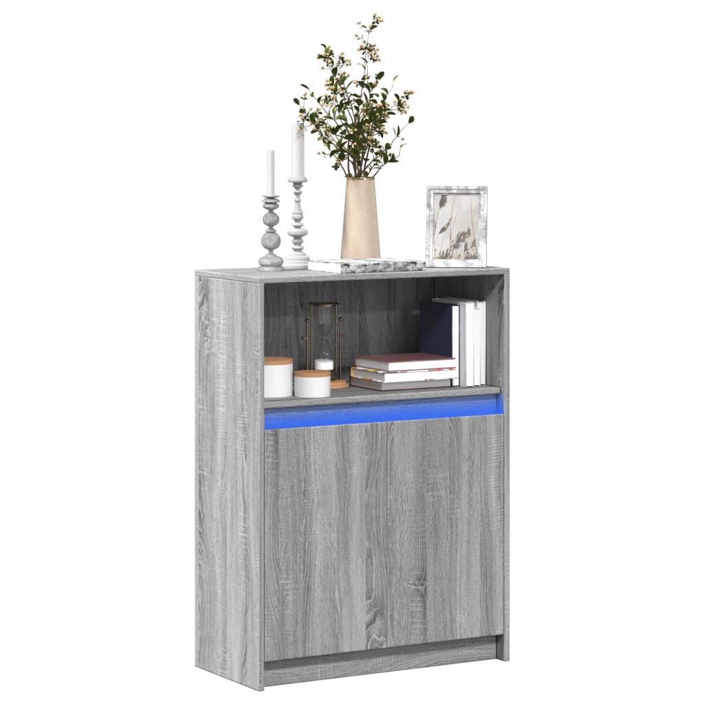 vidaXL Dulap cu LED, gri sonoma, 72x34x100 cm, lemn prelucrat vidaXL Dulap cu LED, gri sonoma, 72x34x100 cm, lemn prelucrat